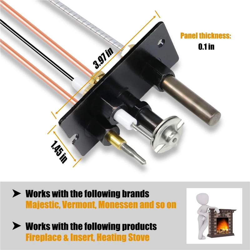 Propane & Natural Gas Fireplace Pilot (burner Assembly) with Thermocouple for Kitchen Appliances, Outdoor Pipe Line Gas Stove, Wood Stove, Fireplace, Heater