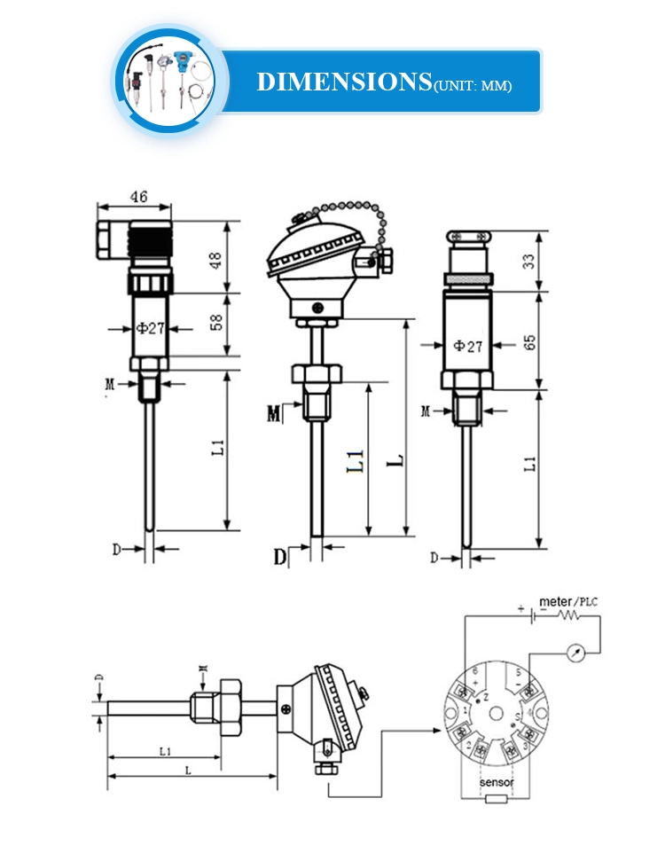 Thermocouple or Thermal Resistance Temperature Transducer Transmitter from China Factory