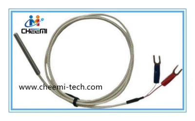 Sonda de temperatura RTD PT20 rosqueada com cabo de conexão de 2 fios