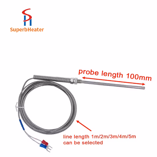 Sensor de temperatura de aço inoxidável de 100 mm termopar tipo K de alta temperatura de 0 a 400 graus